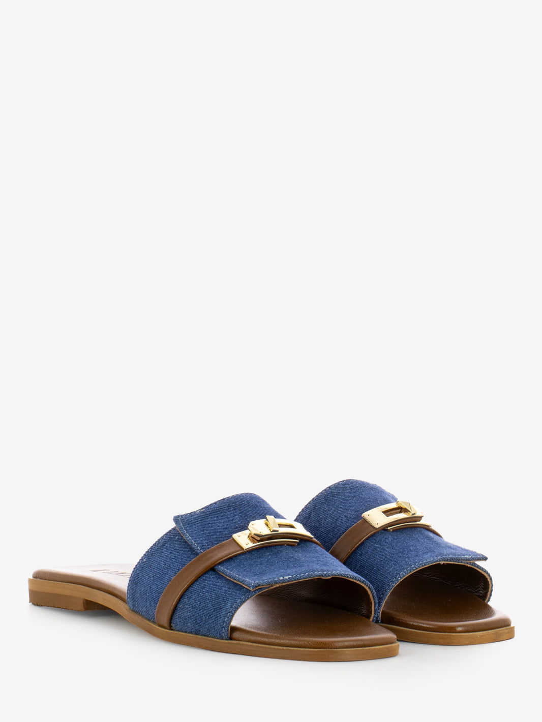 Ciabatta Padlock in denim blu