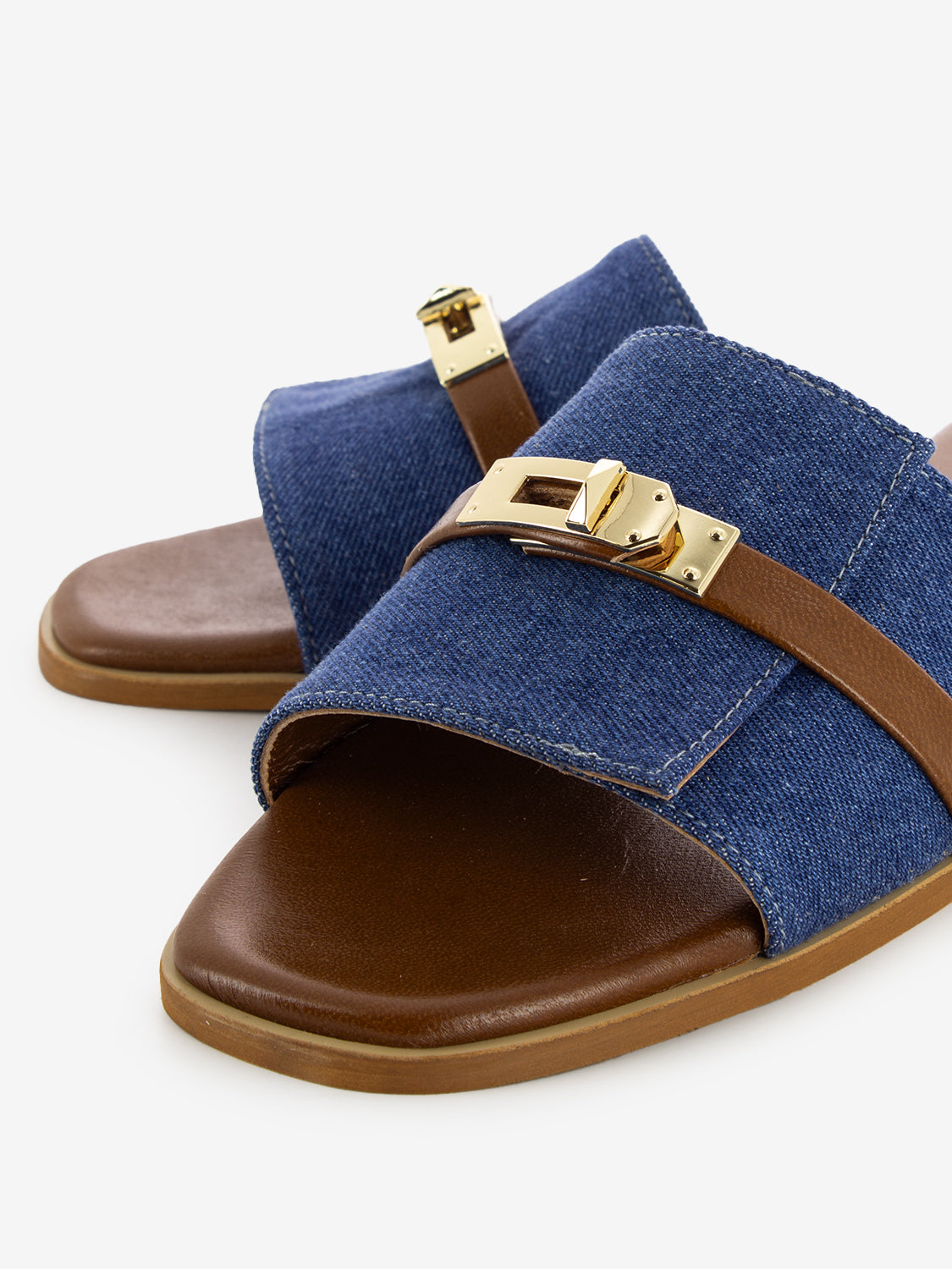 Ciabatta Padlock in denim blu