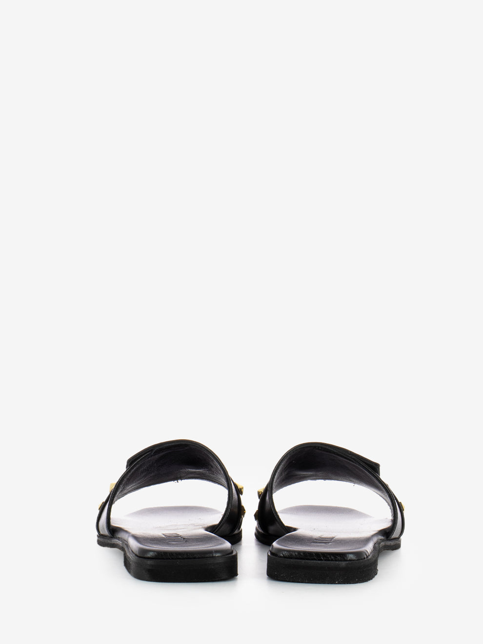 Ciabatta Padlock in pelle con borchie nero