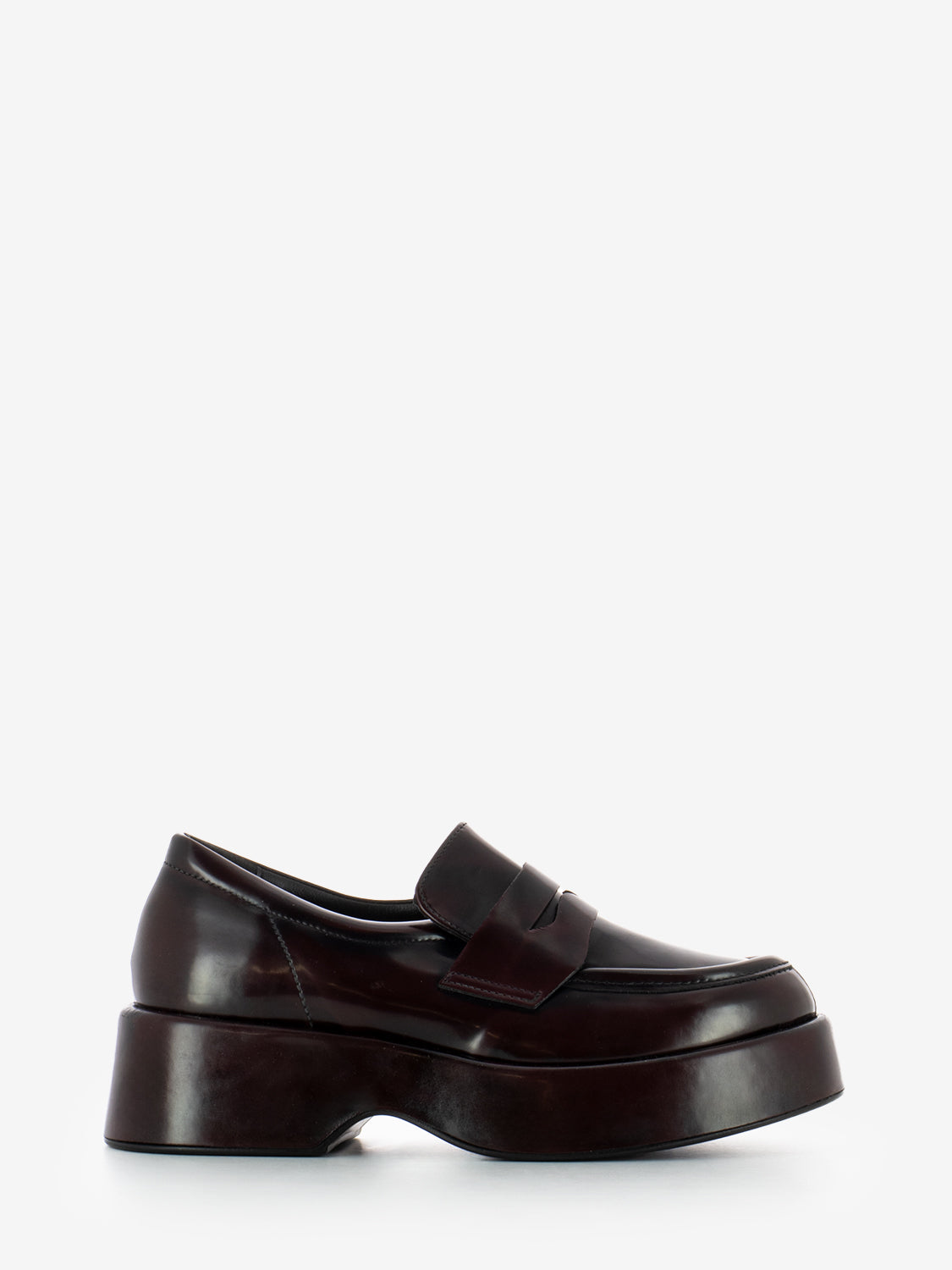 Mocassini con zeppe in pelle bordeaux