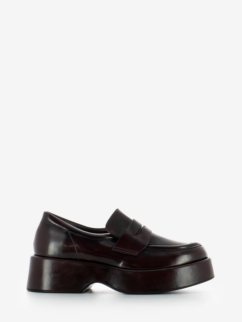 Mocassini con zeppe in pelle bordeaux
