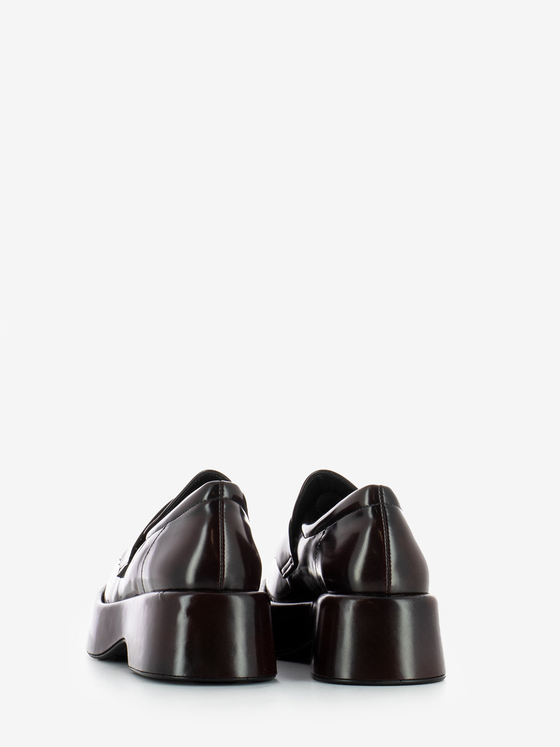 Mocassini con zeppe in pelle bordeaux