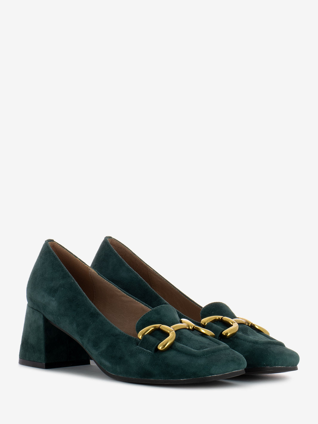 Mocassino con tacco Valencia verde bottiglia