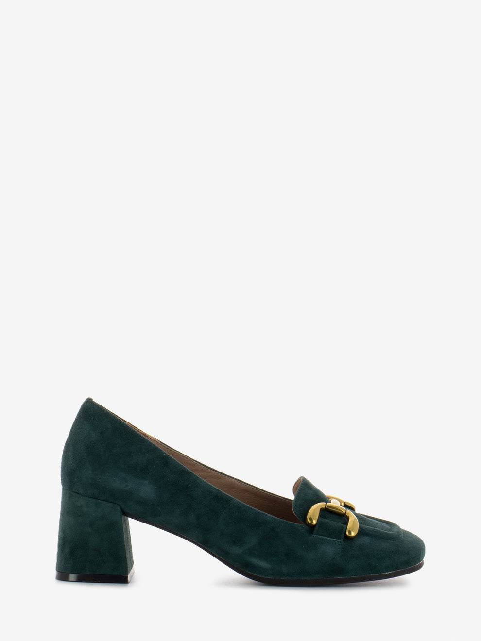 Mocassino con tacco Valencia verde bottiglia