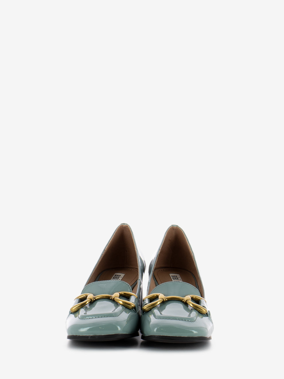 Mocassino con tacco Valencia vernice celeste