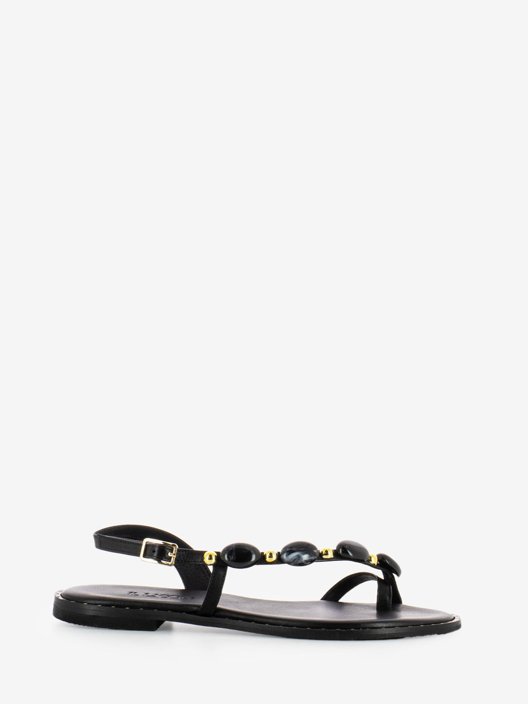 Black Stone Flip Flop Sandals