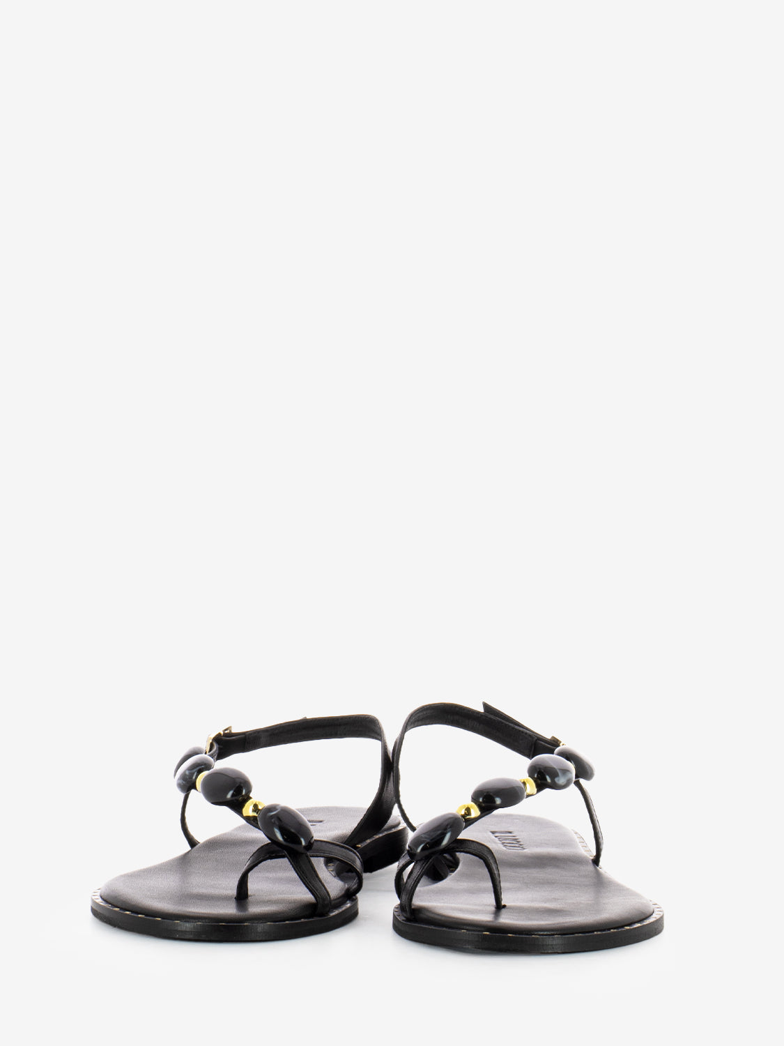 Black Stone Flip Flop Sandals