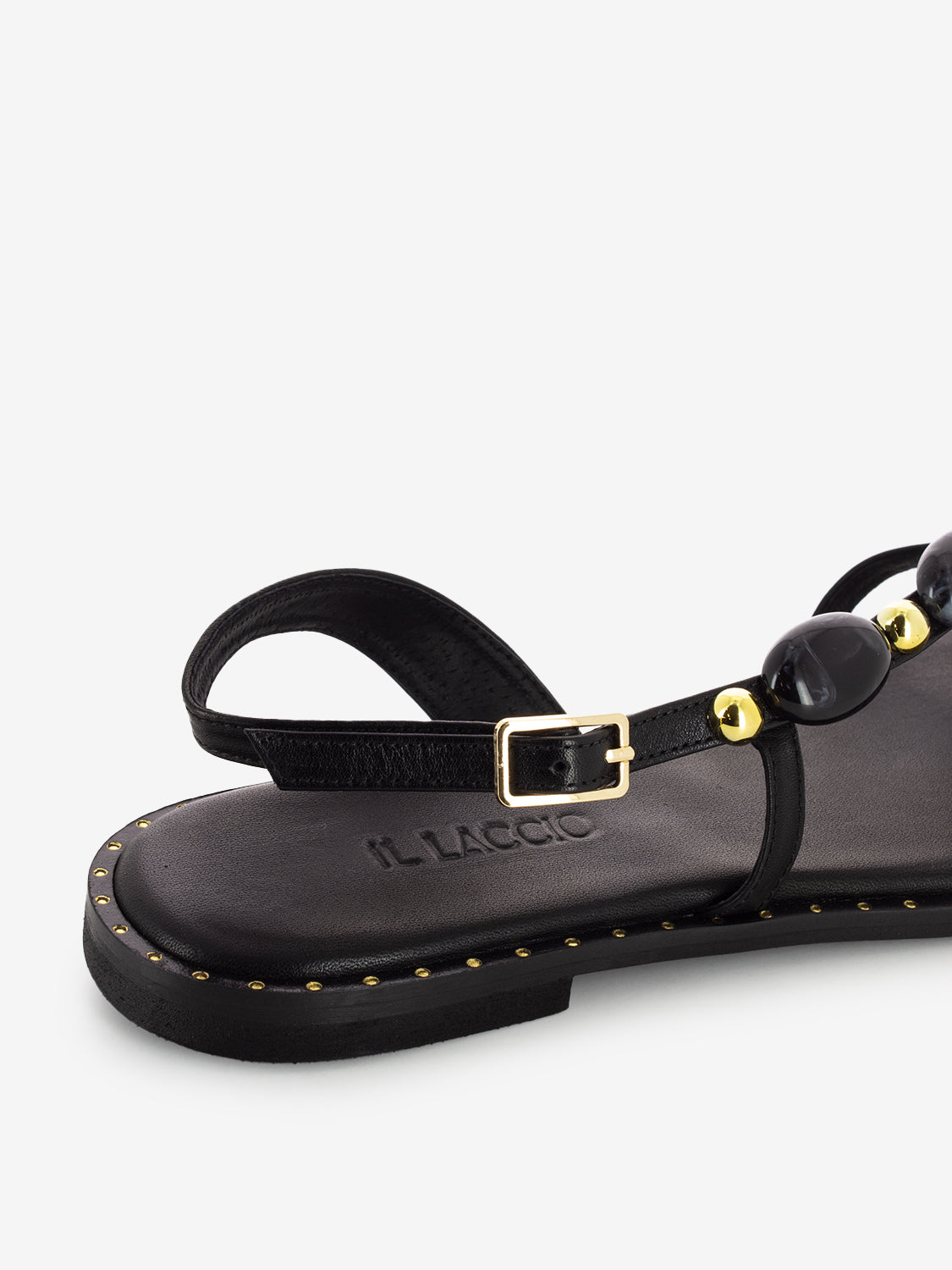 Black Stone Flip Flop Sandals