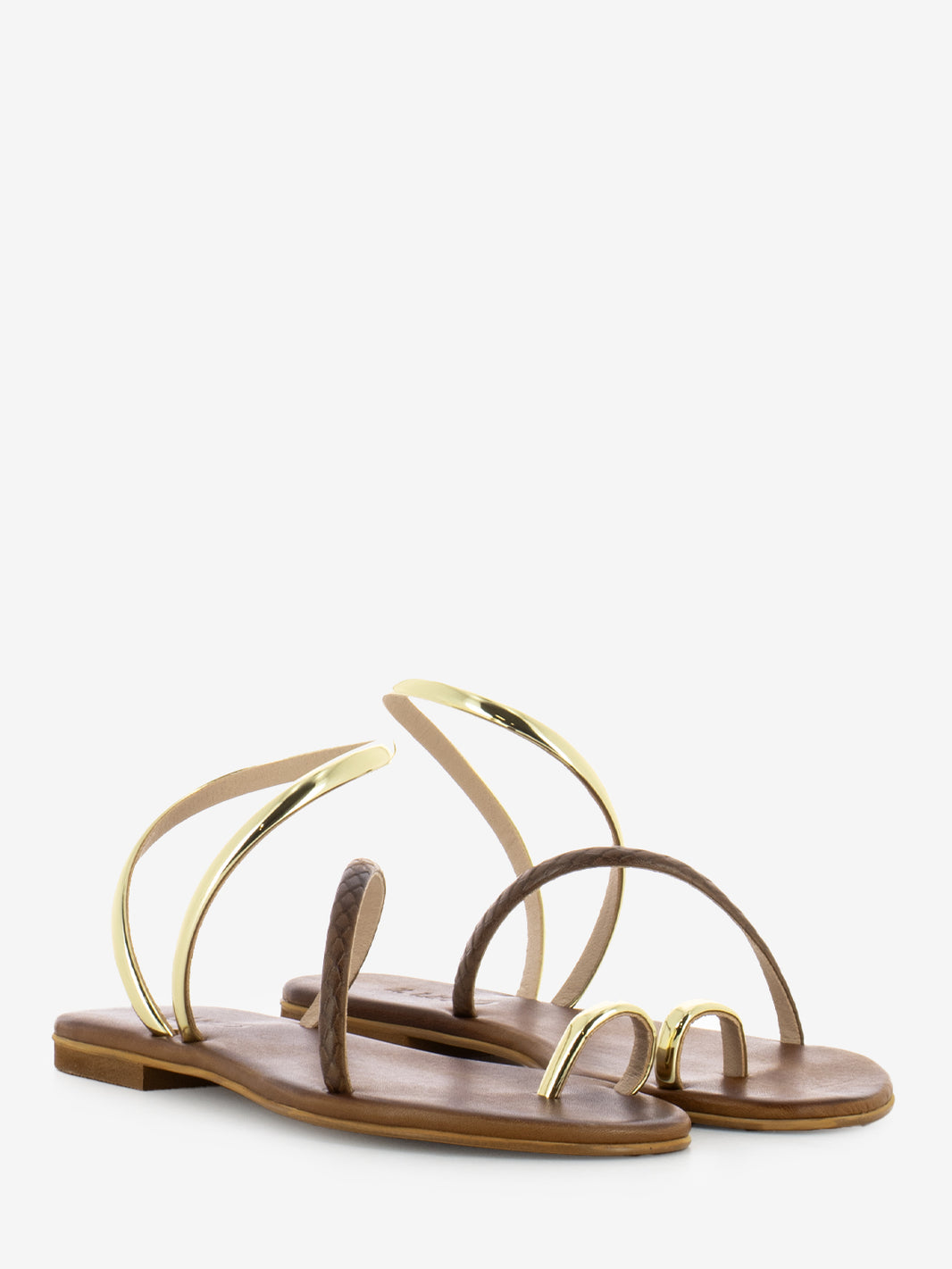Sandali infradito marrone / oro
