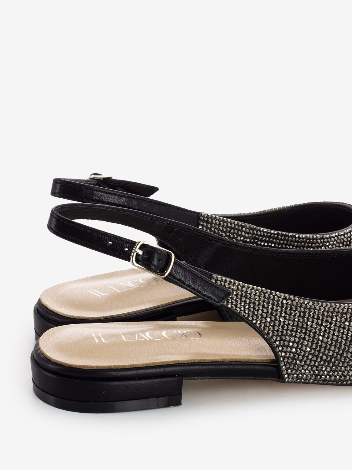 Slingback basse brillantini Lizzy nero