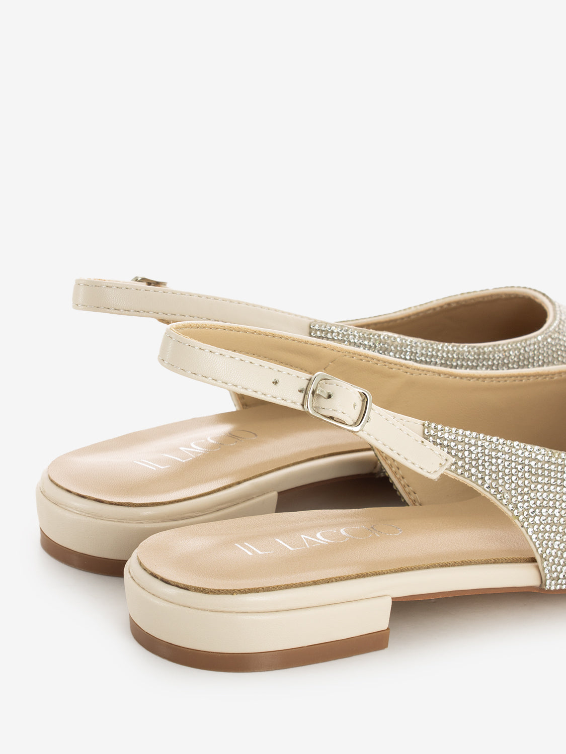 Slingback basse brillantini Lizzy nude