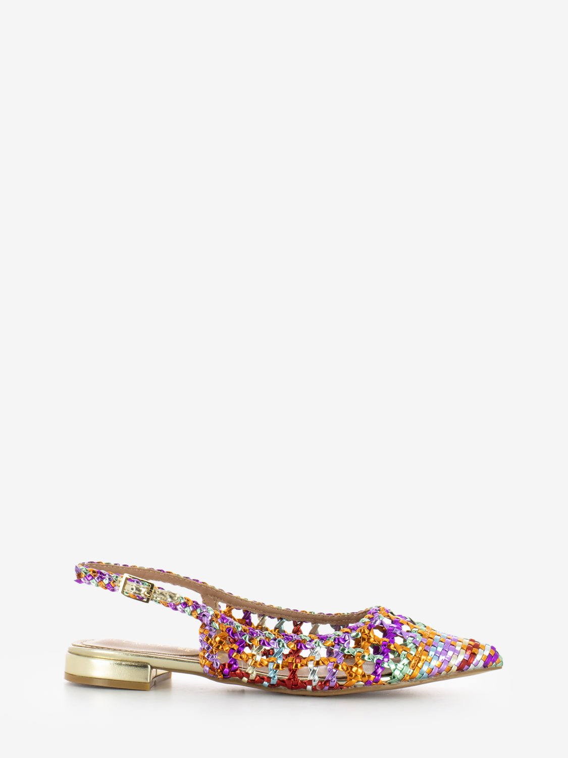 Slingback basse in pelle intrecciata multicolor