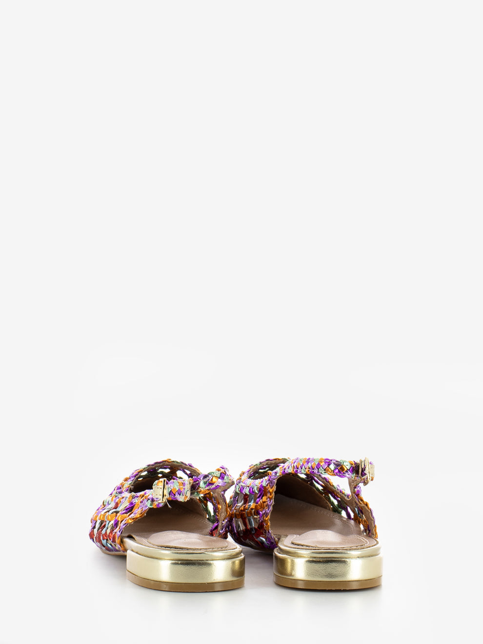 Slingback basse in pelle intrecciata multicolor