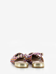 IL LACCIO - Slingback basse in pelle intrecciata multicolor