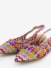 IL LACCIO - Slingback basse in pelle intrecciata multicolor