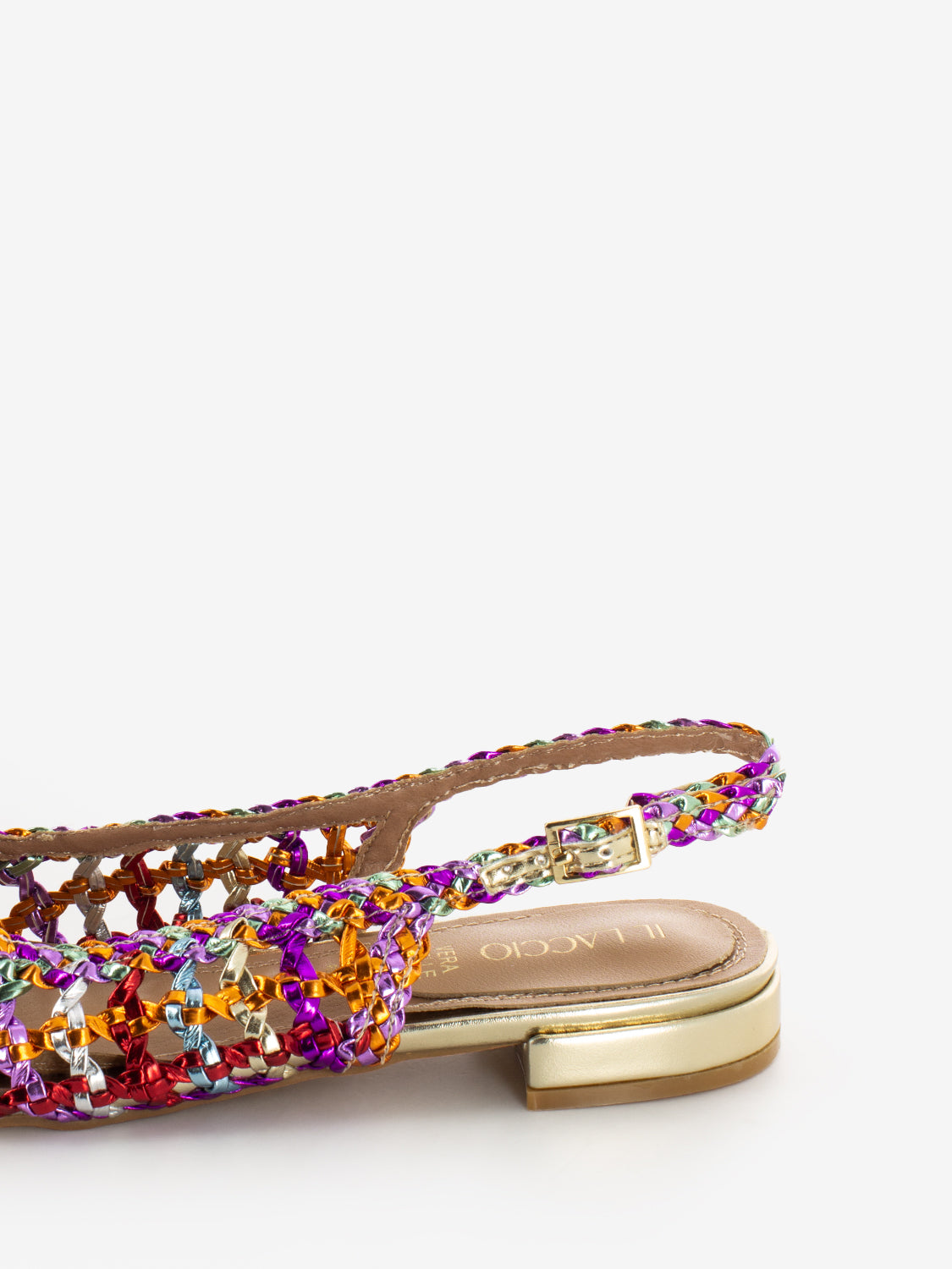 Slingback basse in pelle intrecciata multicolor