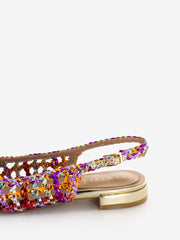 IL LACCIO - Slingback basse in pelle intrecciata multicolor