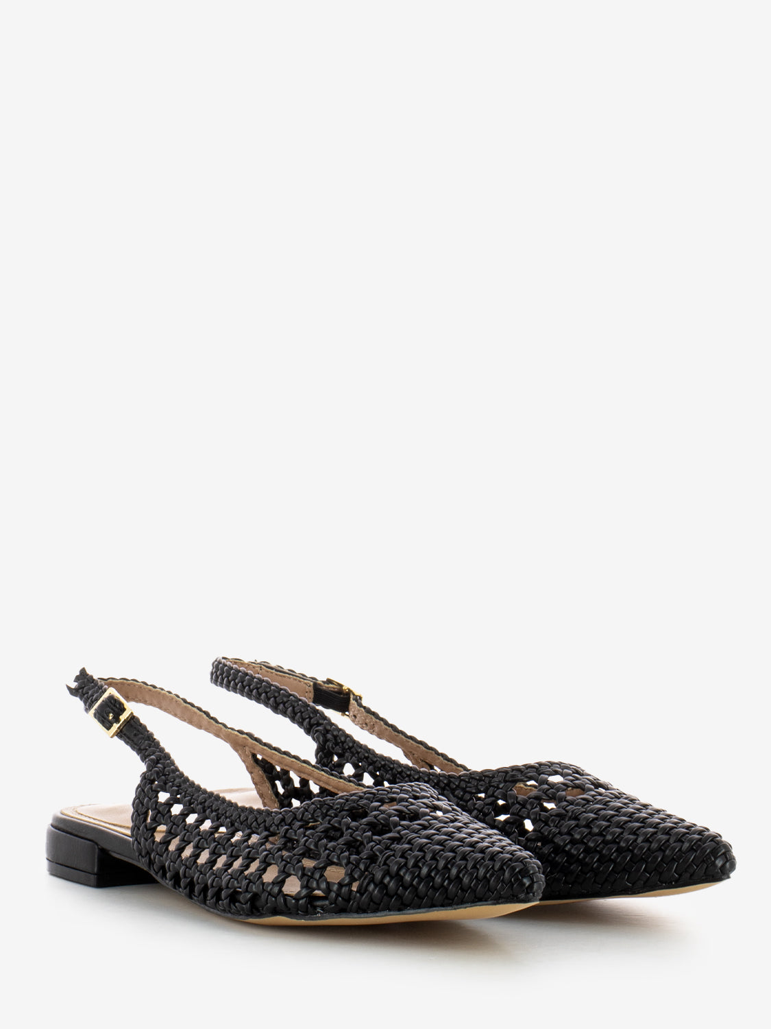 Slingback basse in pelle intrecciata soft nero