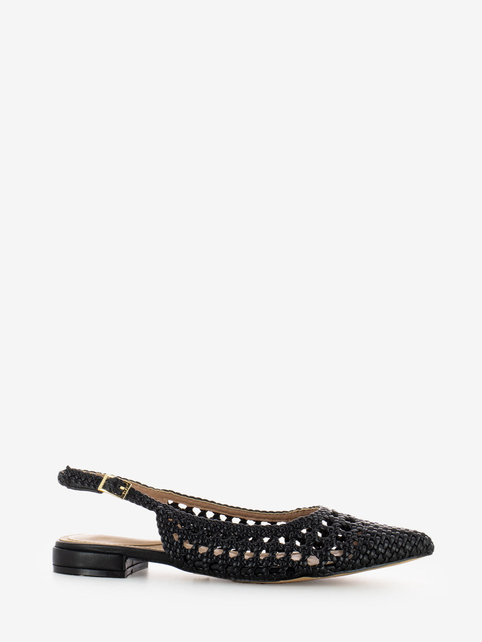 Slingback basse in pelle intrecciata soft nero