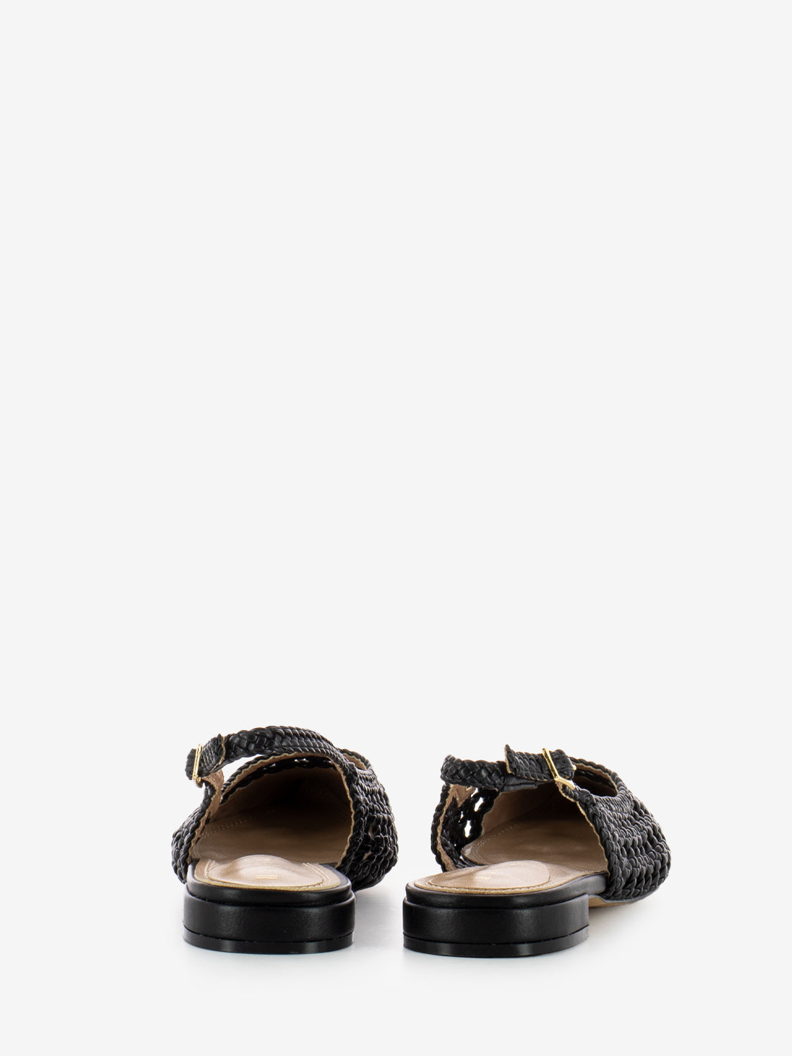 Slingback basse in pelle intrecciata soft nero