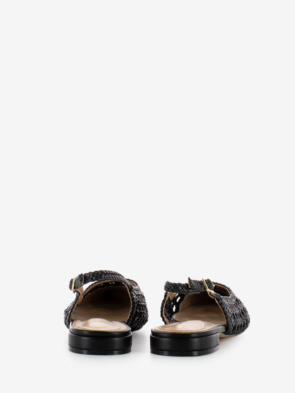 Slingback basse in pelle intrecciata soft nero