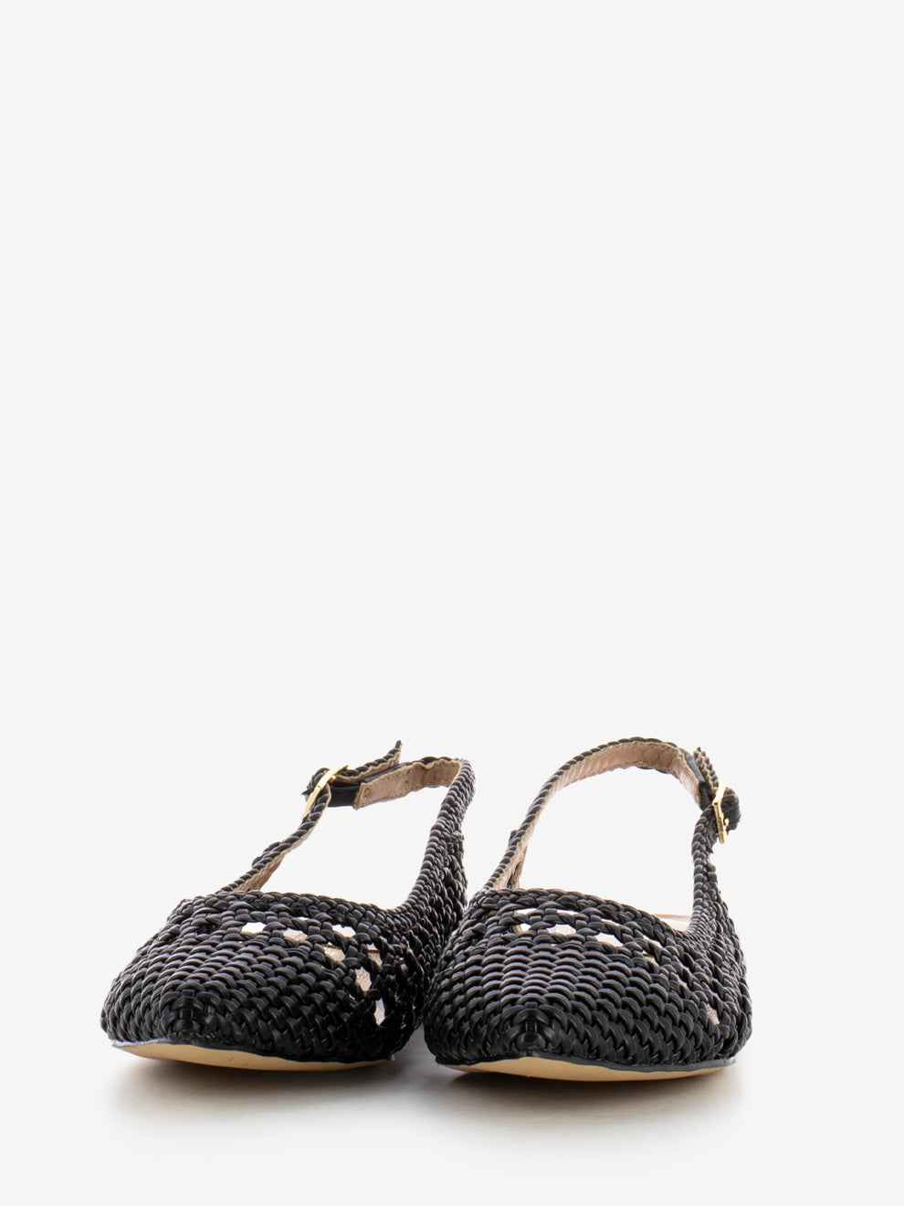 Slingback basse in pelle intrecciata soft nero