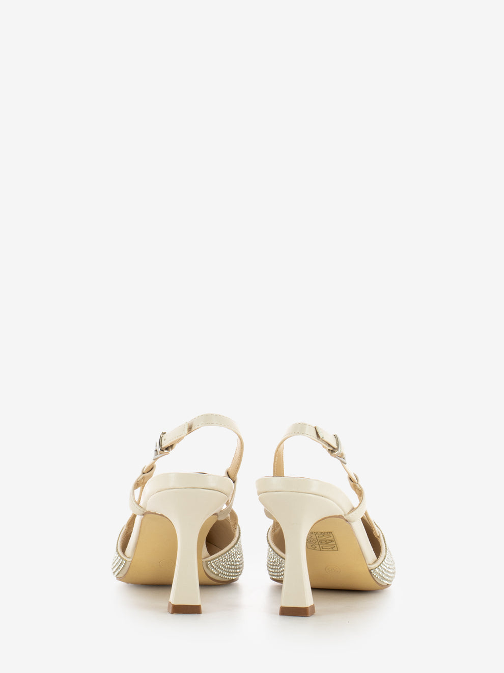 Slingback con tacco brillantini Cecilia nude