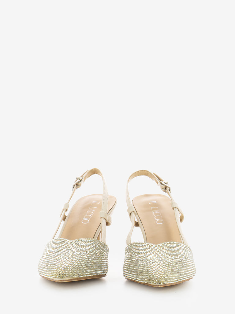 IL LACCIO - Slingback con tacco brillantini Cecilia nude
