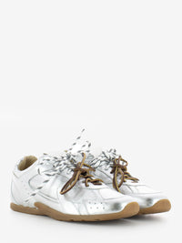 Sneakers G88 pelle laminata argento