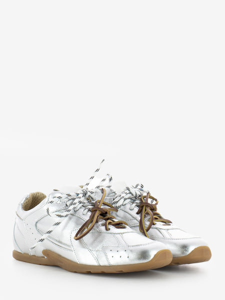 Sneakers G88 pelle laminata argento
