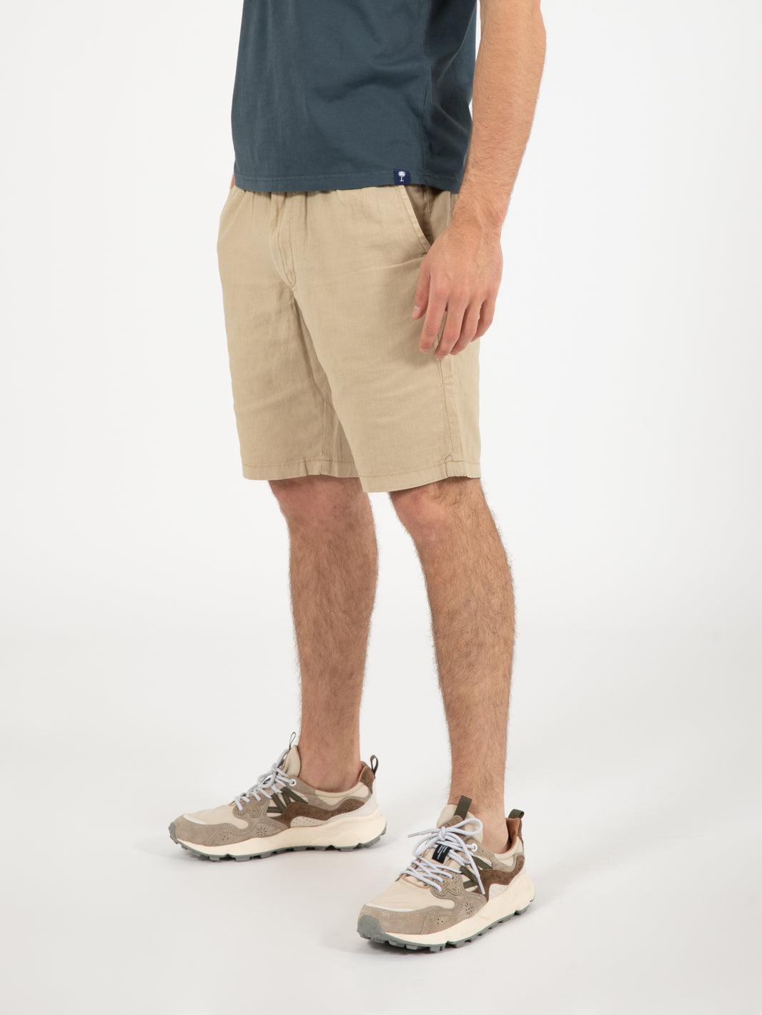 Bermuda chino comfort elastic mix linen desert