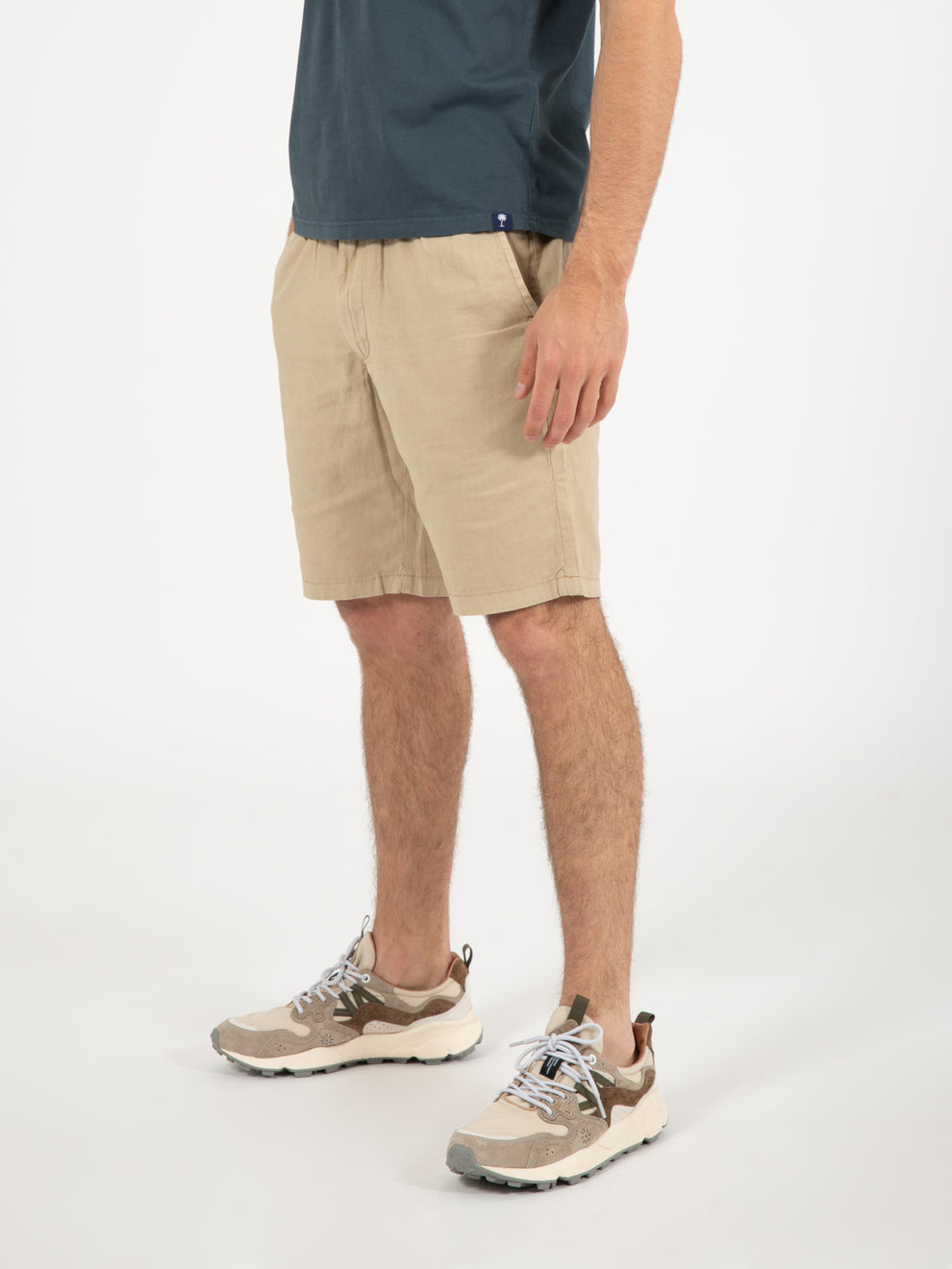 Bermuda chino comfort elastic mix linen desert