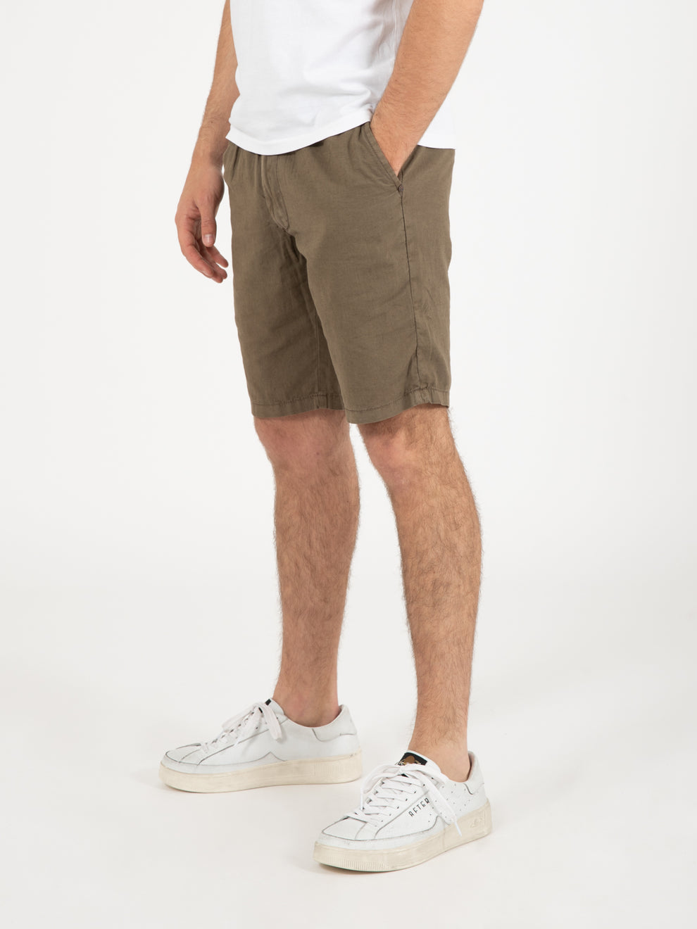 Bermuda chino comfort elastic mix linen mud