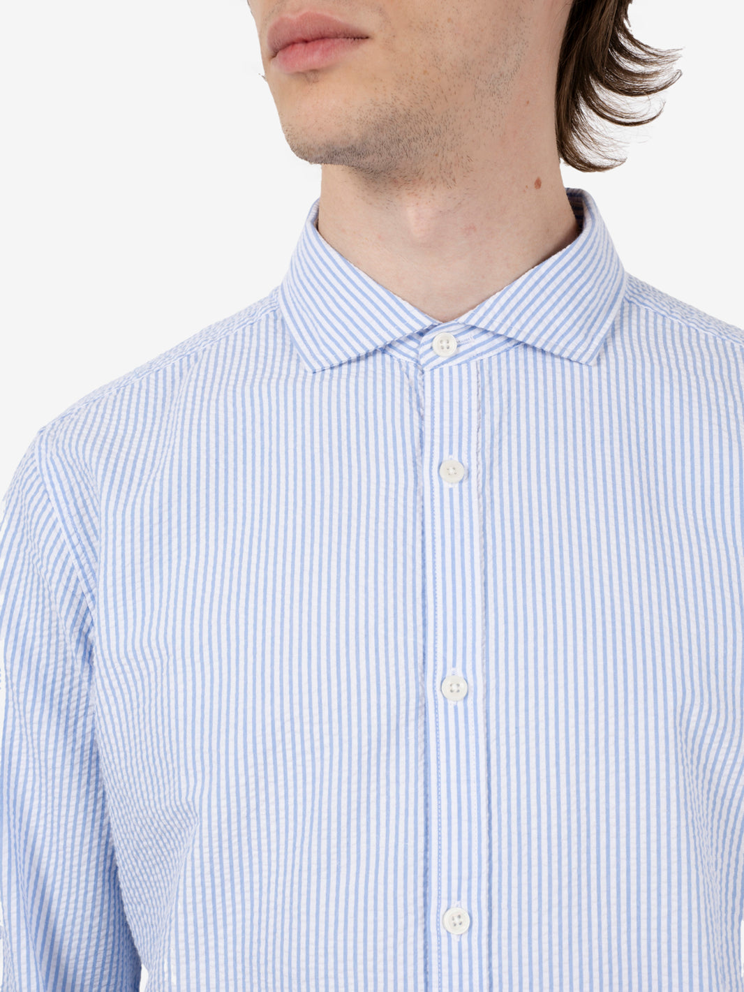 Camicia a righe azzurra
