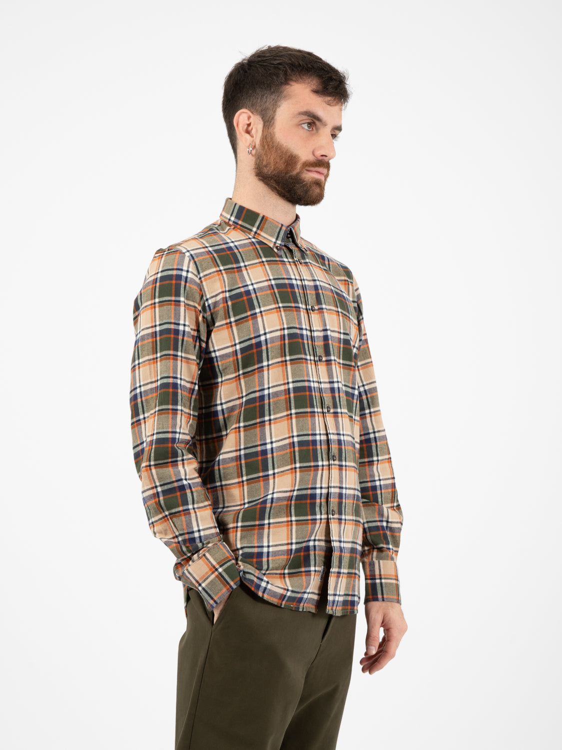 Camicia Heritage button-down flannel green check