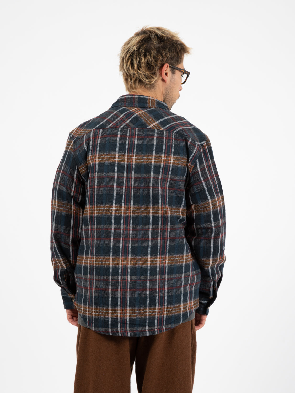 Giacca camicia flanella navy check