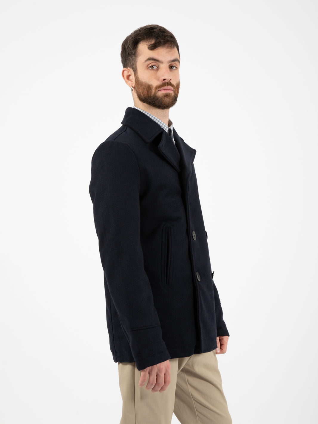 Giacca Peacot Mixed Wool Navy