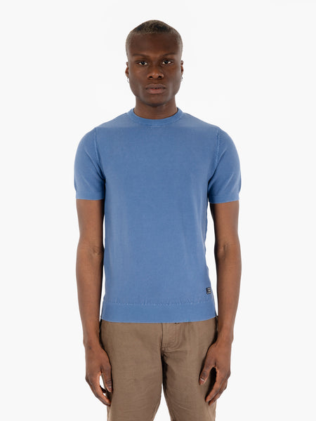 Maglia a manica corta acid wash blue