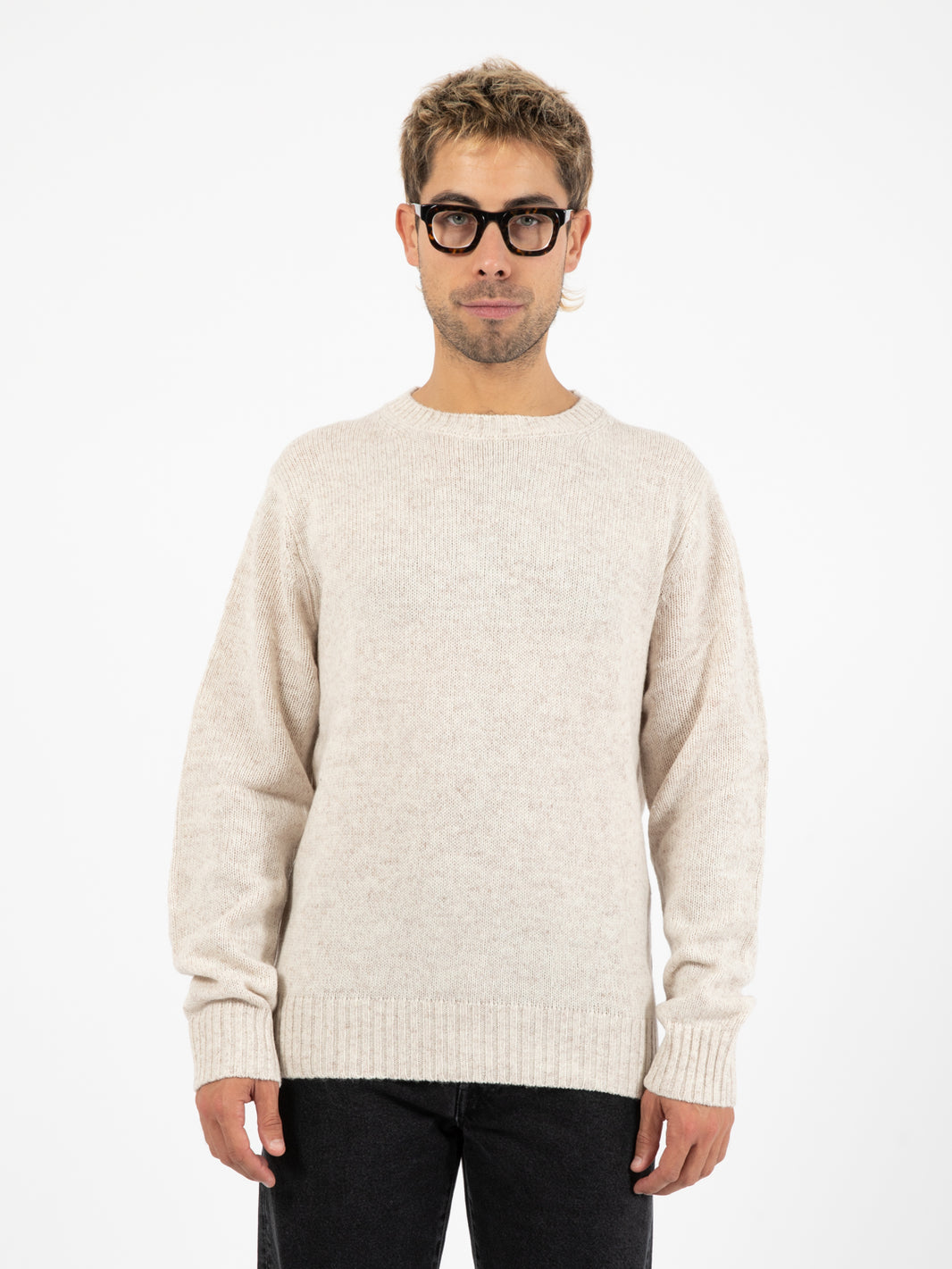 Cream melange crew neck sweater