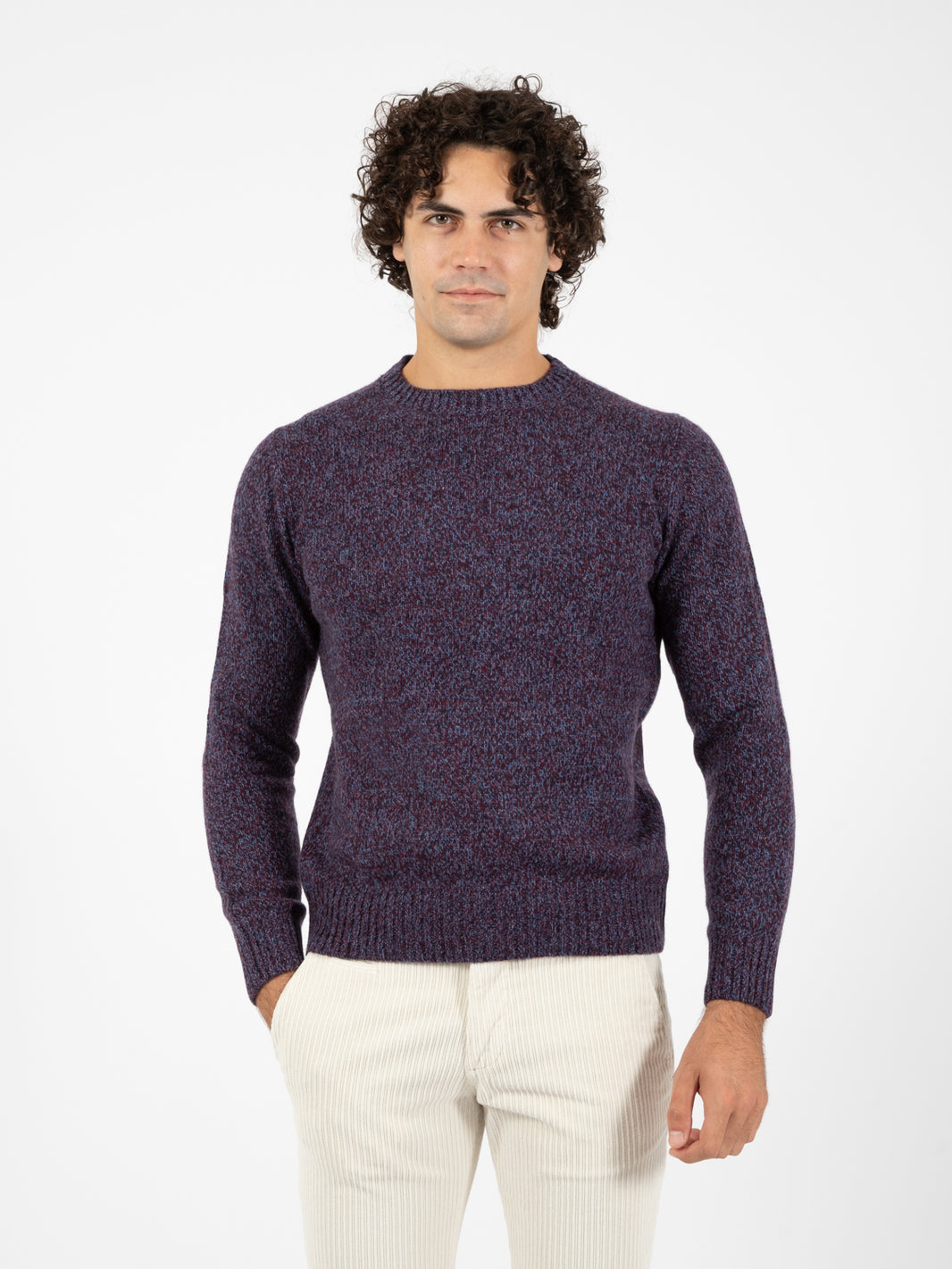 Purple melange crew neck sweater