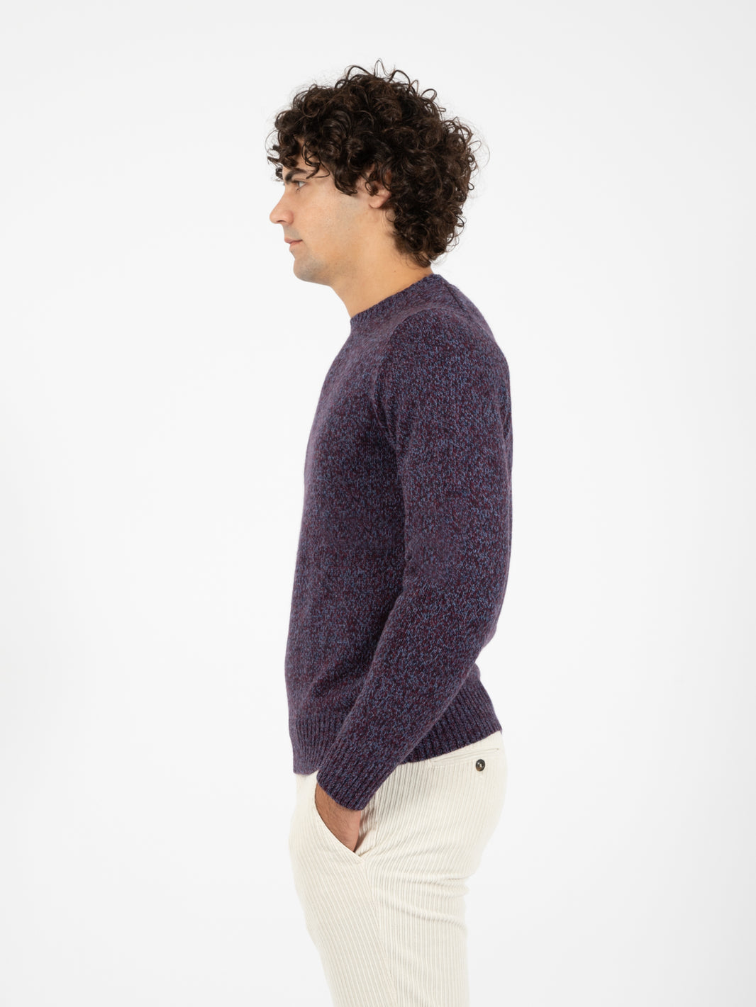 Purple melange crew neck sweater
