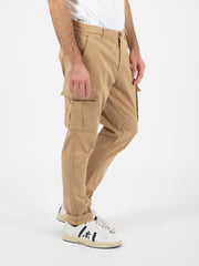 IMPURE - Pantaloni cargo long twill stretch beige