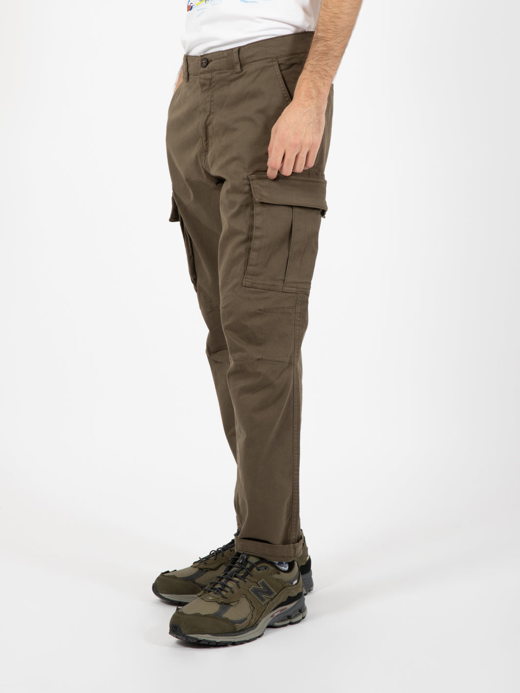 Pantaloni Cargo Long twill stretch verde