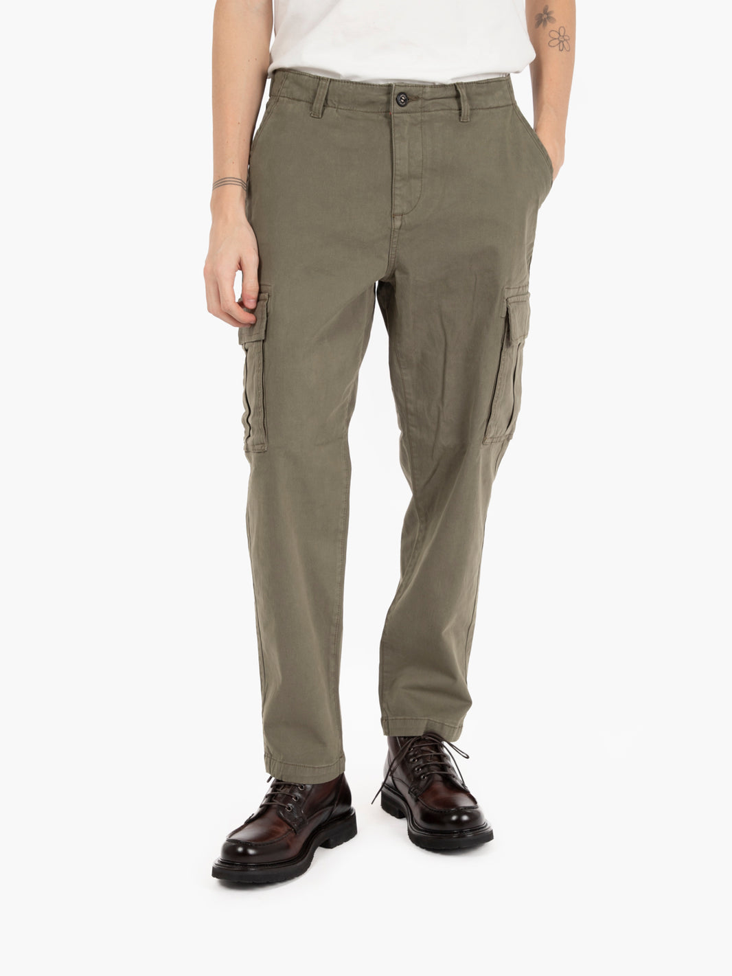 Green Stretch Twill Cargo Pants