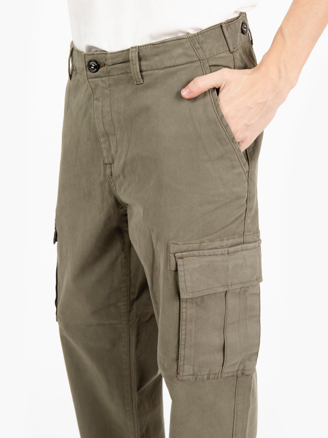 Green Stretch Twill Cargo Pants