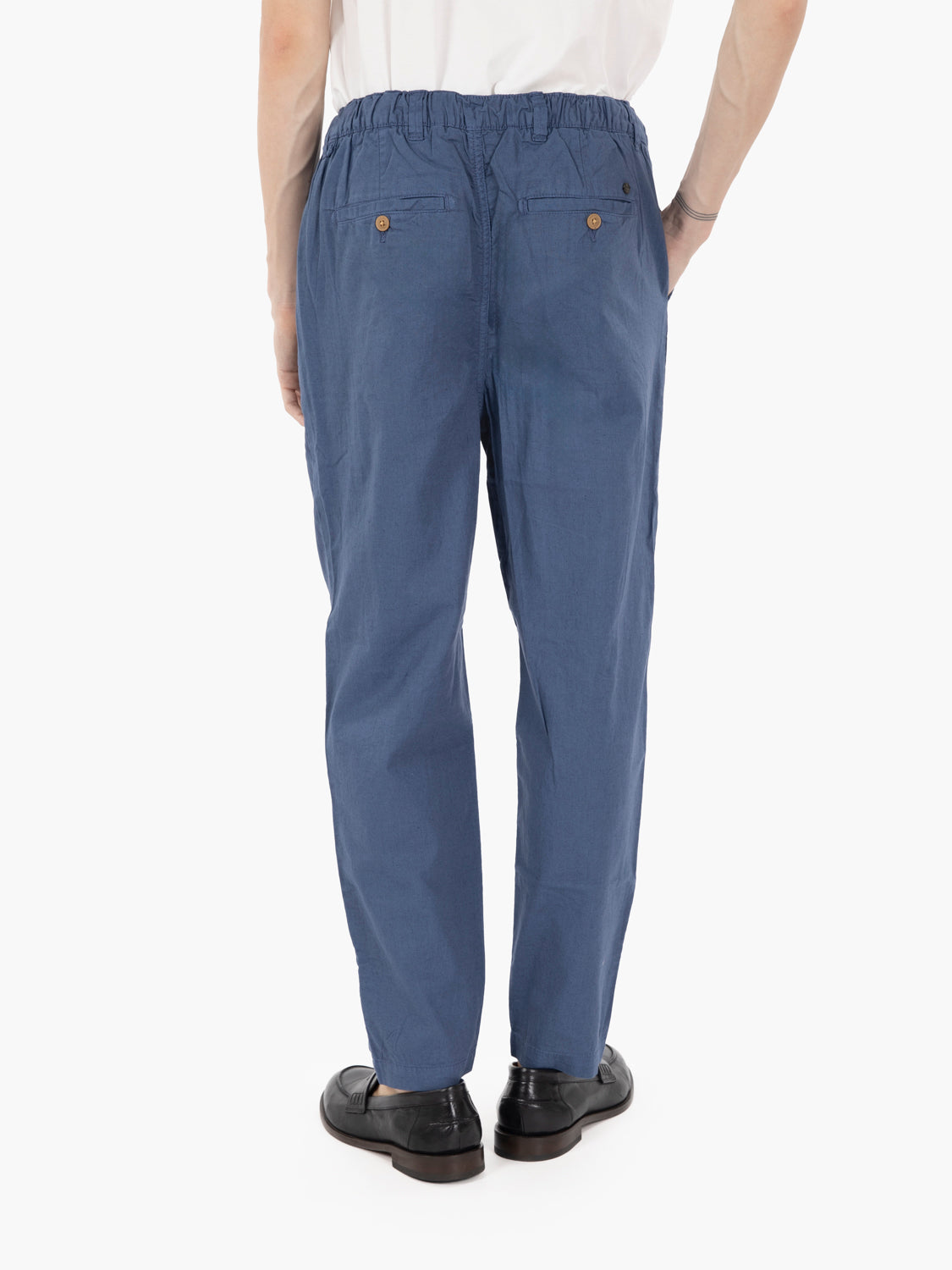 Pantaloni chino mixed linen blu
