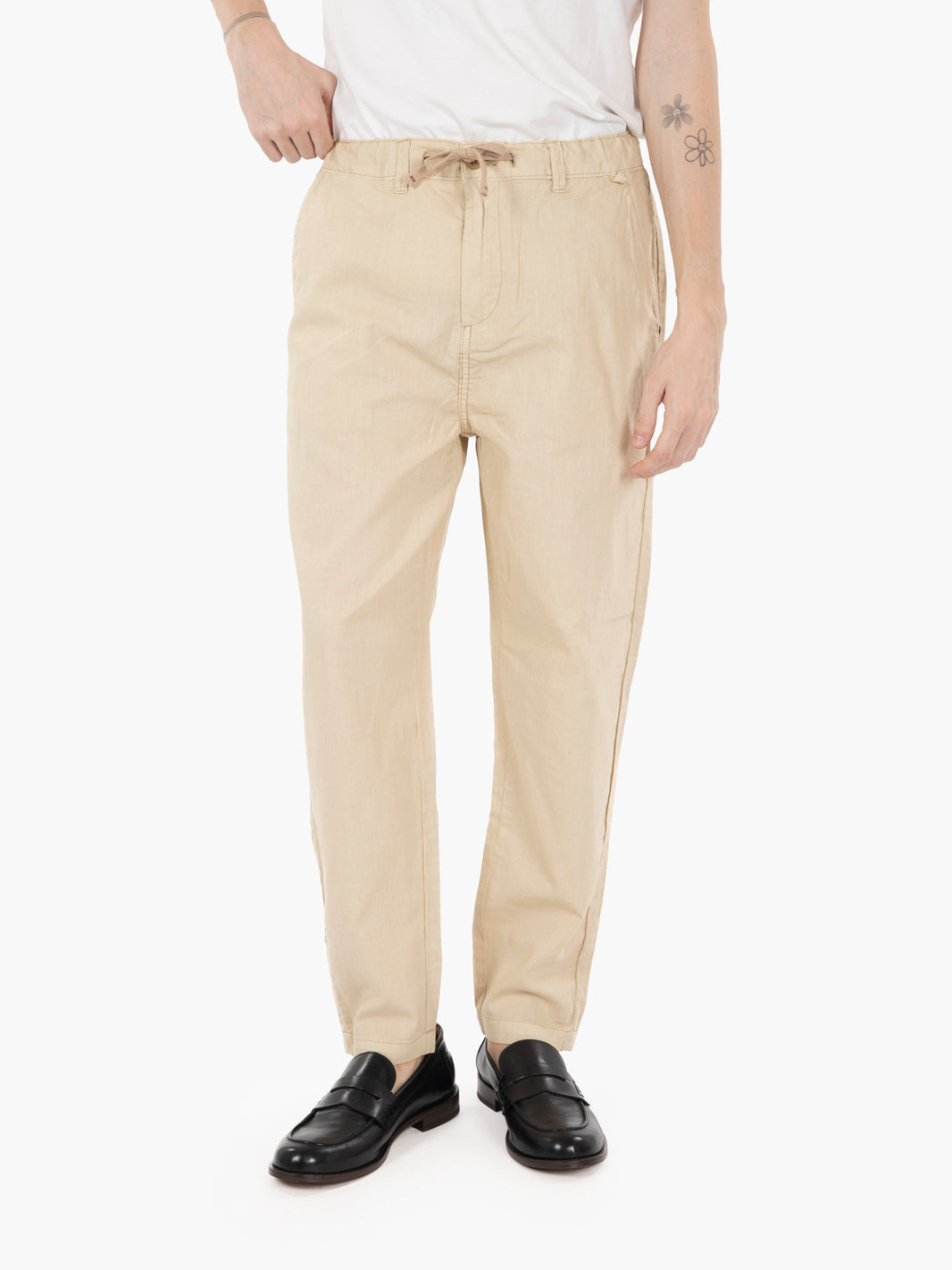 Pantaloni chino mixed linen desert