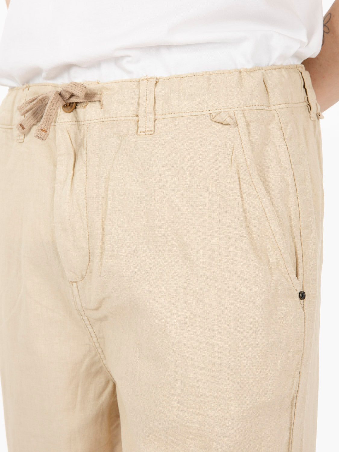 Pantaloni chino mixed linen desert