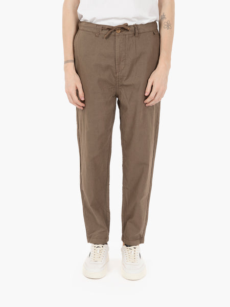 Pantaloni chino mixed linen mud