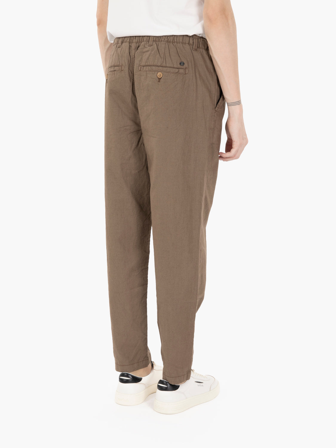 Pantaloni chino mixed linen mud